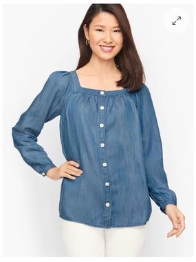 Talbots Light Blue Denim Button-Front Women’s Shirt